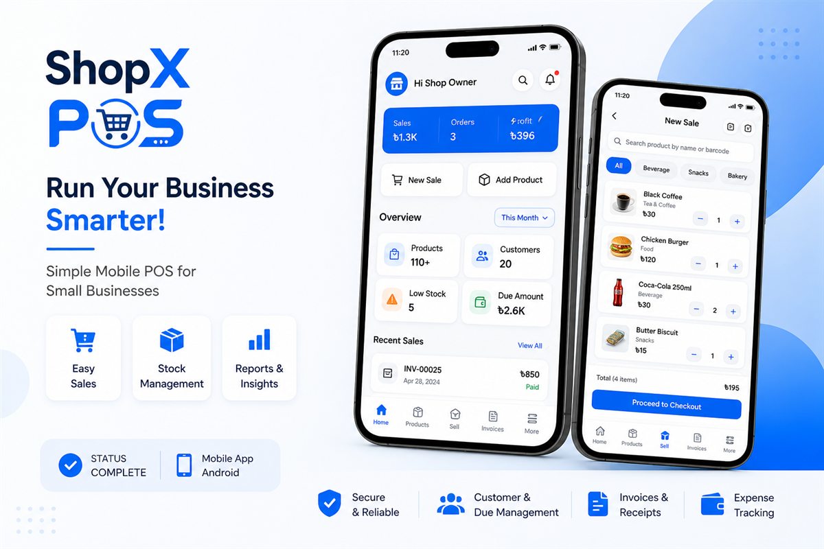 ShopX POS mobile app screens